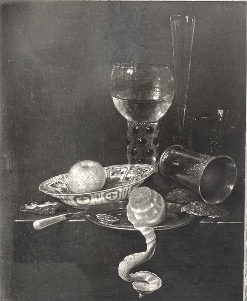 Anonimo — Heda Willem Claesz. - sec. XVII - Natura morta con limone, piatti e calici — insieme